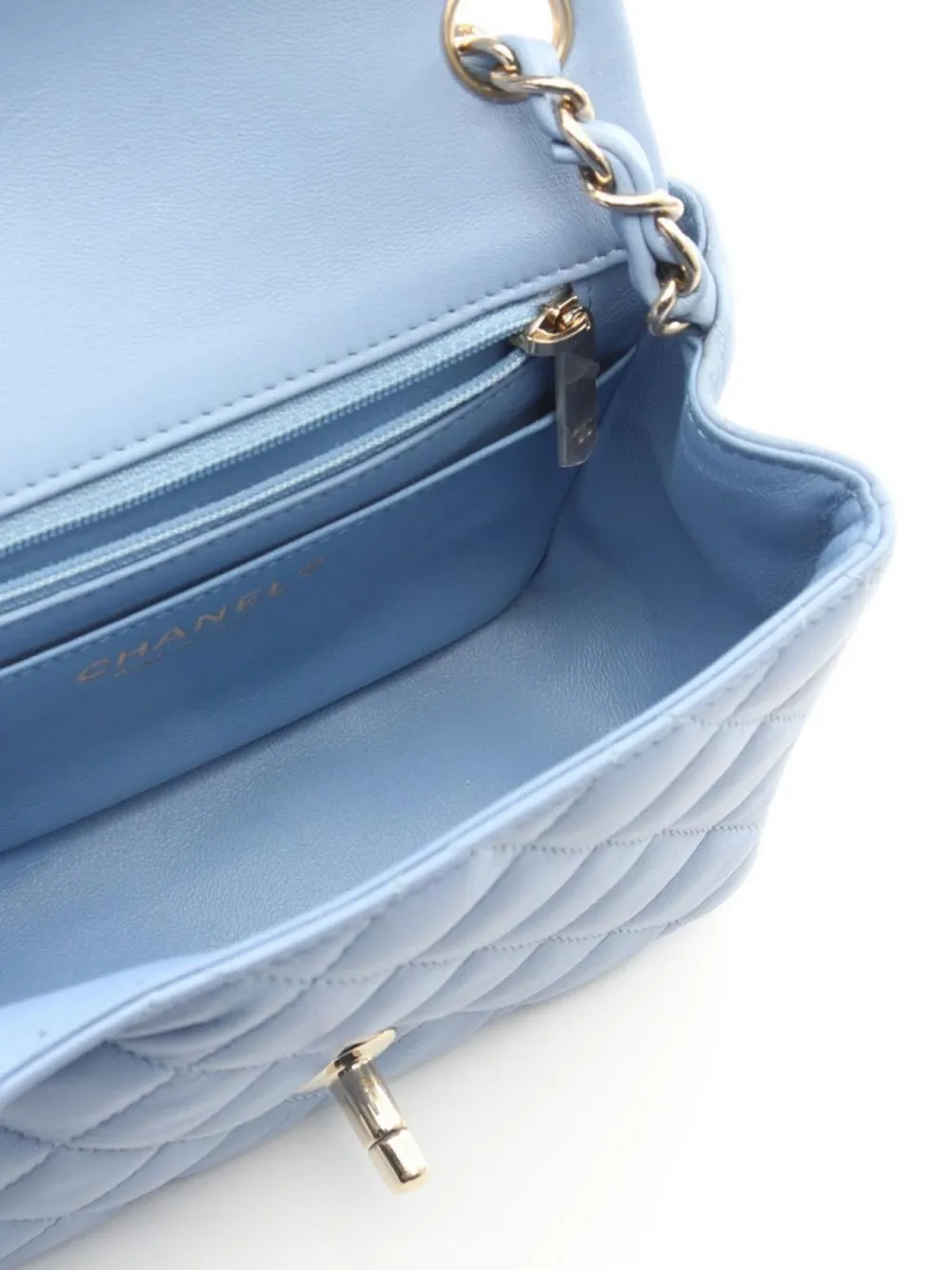 Pre-owned Chanel 2020-2021 Mini Classic Flap Shoulder Bag In Blue