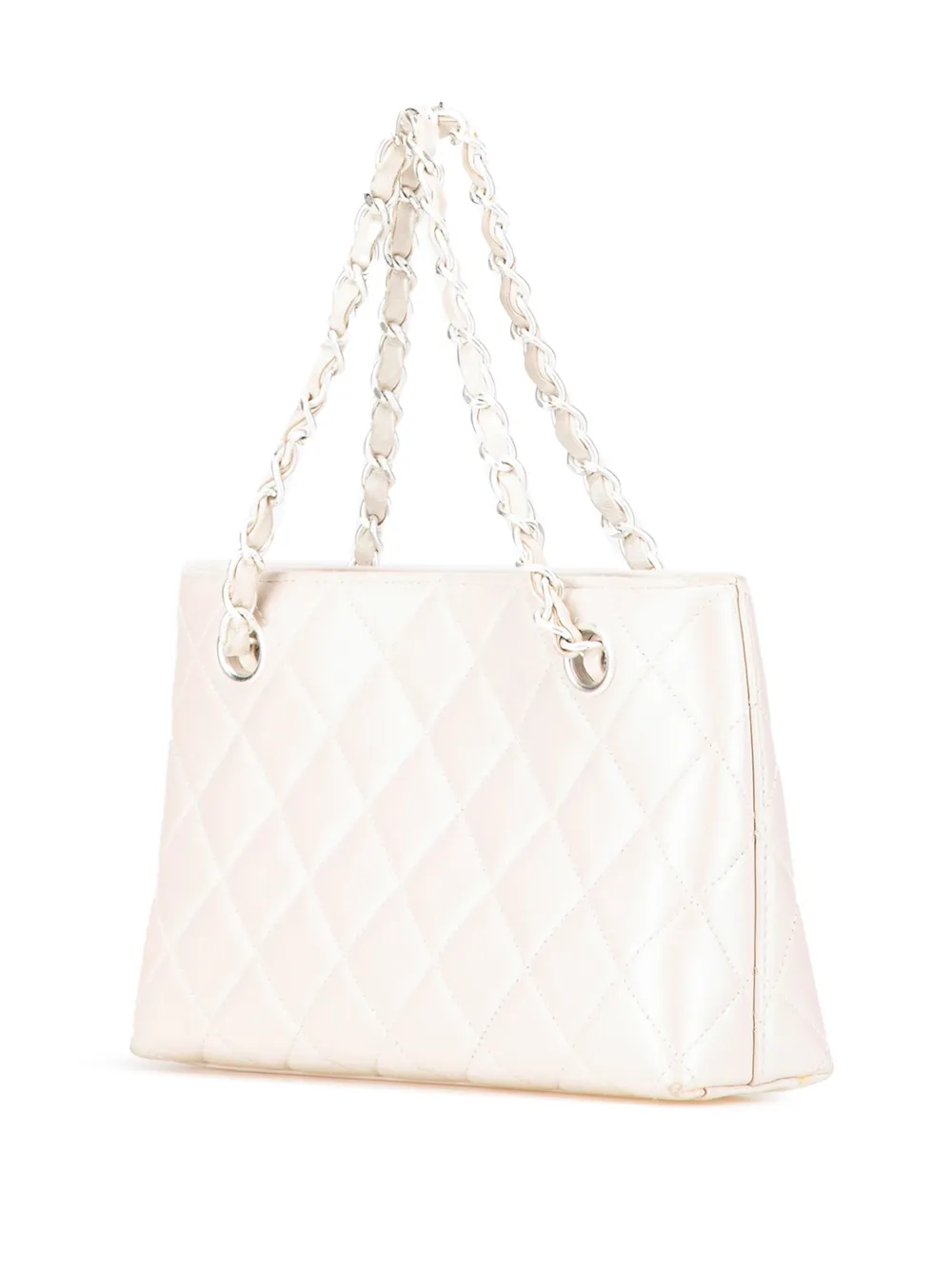 CHANEL Pre-Owned 2000-2002 CC gewatteerde iriserende lamsleren handtas met ketting - Wit