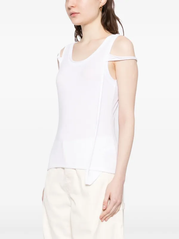 トップス HELMUT LANG See-through tank top Helmut Lang P XS Small Twist Tank Top White Sheer Threadbare