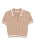 Alessandra Rich cable-knit polo shirt - Neutrals