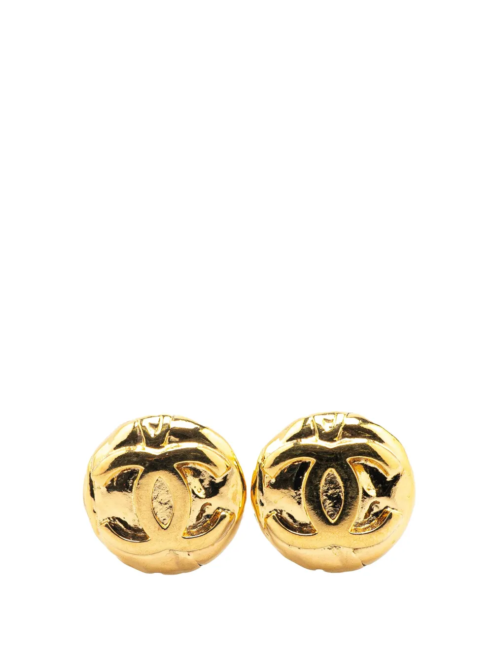CHANEL Pre-Owned 1997 Gold Plated CC Round Clip on Earrings costume earrings | Gold | Image 1
