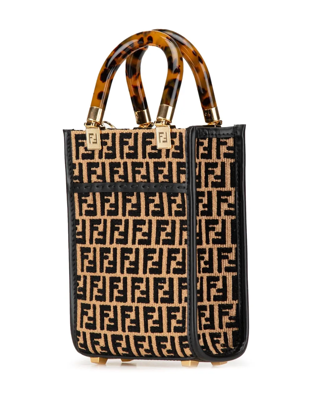 Fendi Pre-Owned 2010-2024 Mini Zucca Raffia Sunshine shopper - Bruin