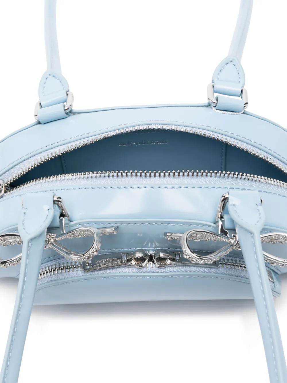 Shop Self-portrait Mini Curved Shoulder Bag In Blue