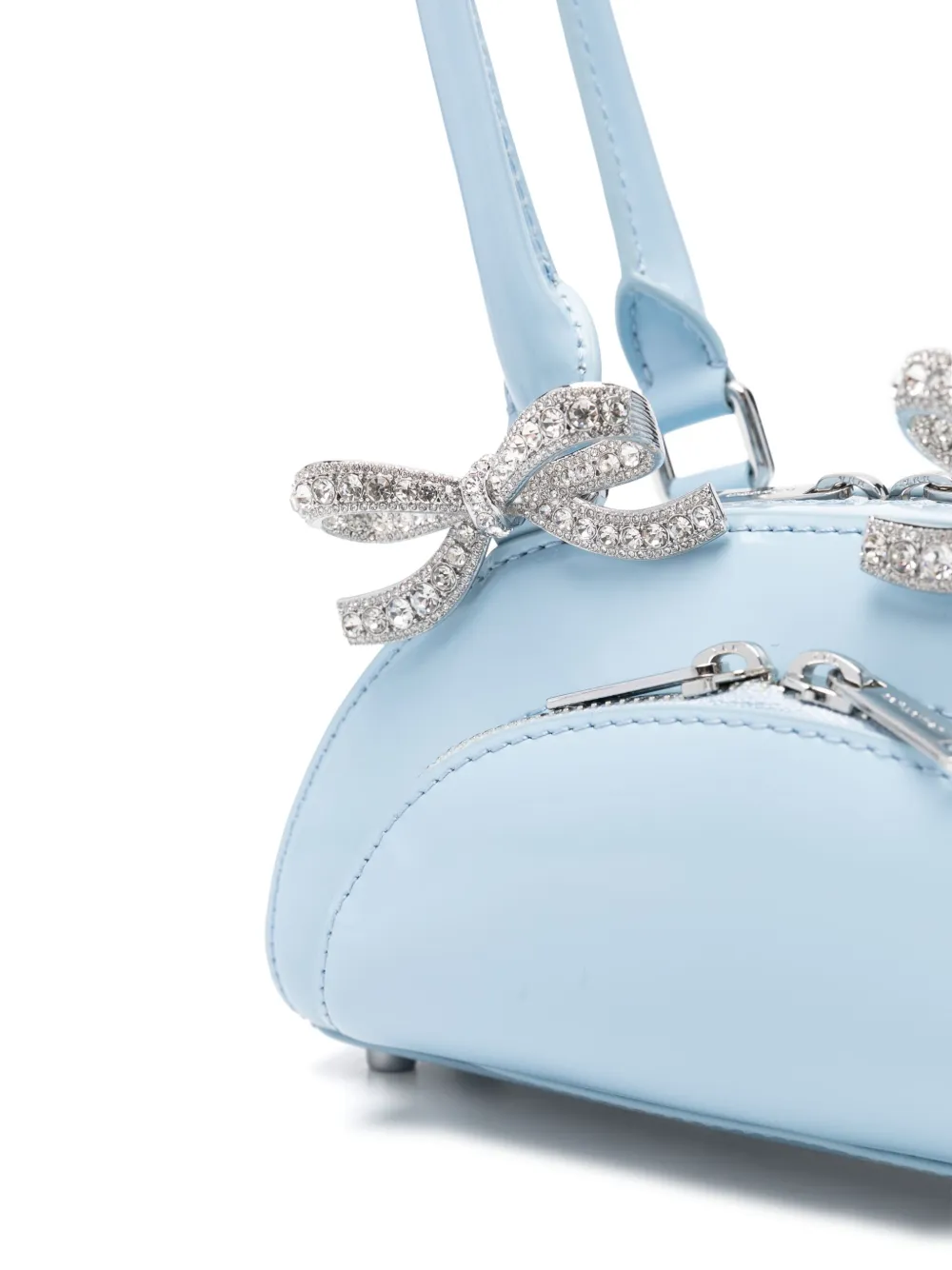 Shop Self-portrait Mini Curved Shoulder Bag In Blue