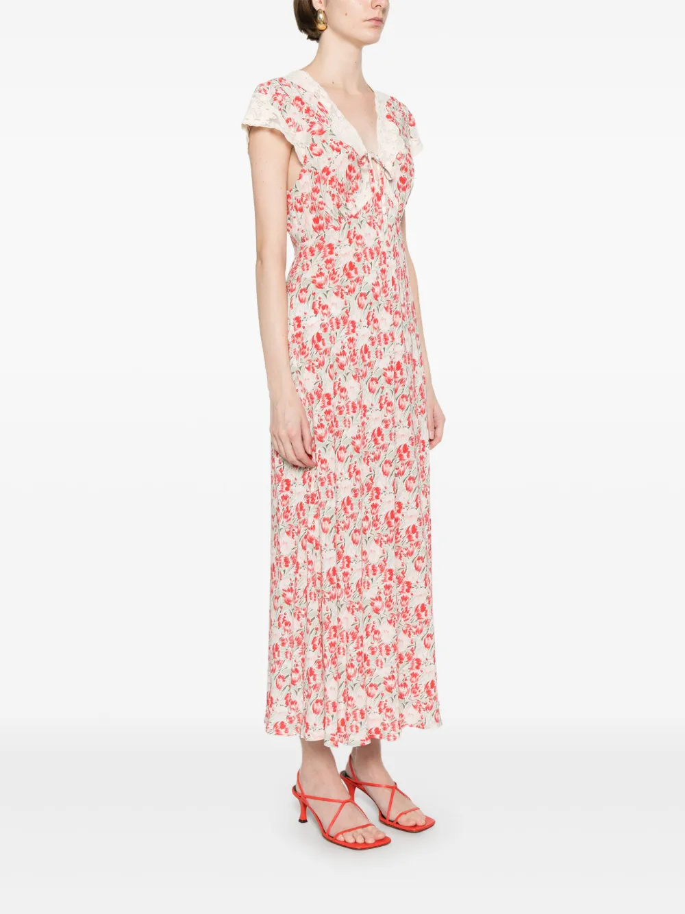 Rixo Amari midi-jurk Rood