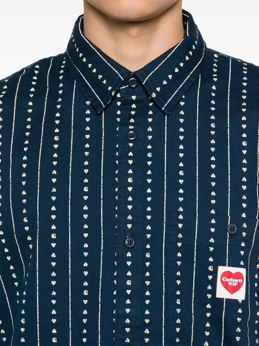 【Carhartt】S/S DREWE SHIRT R6581 Carhartt WIP Drewe Shirt | Ink / Natural Heart C Pinstripe