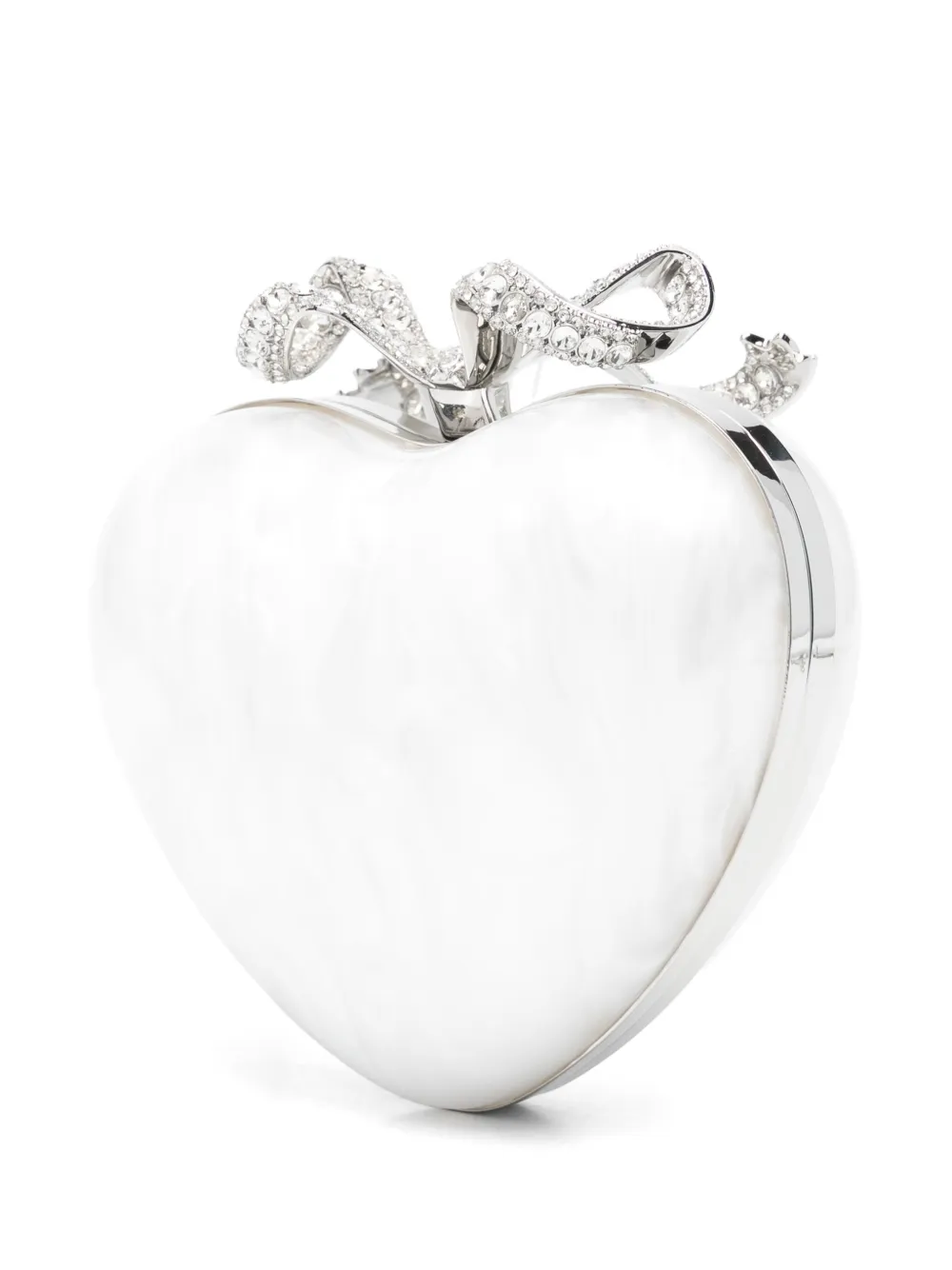 Self-Portrait Pearl Heart clutch Beige