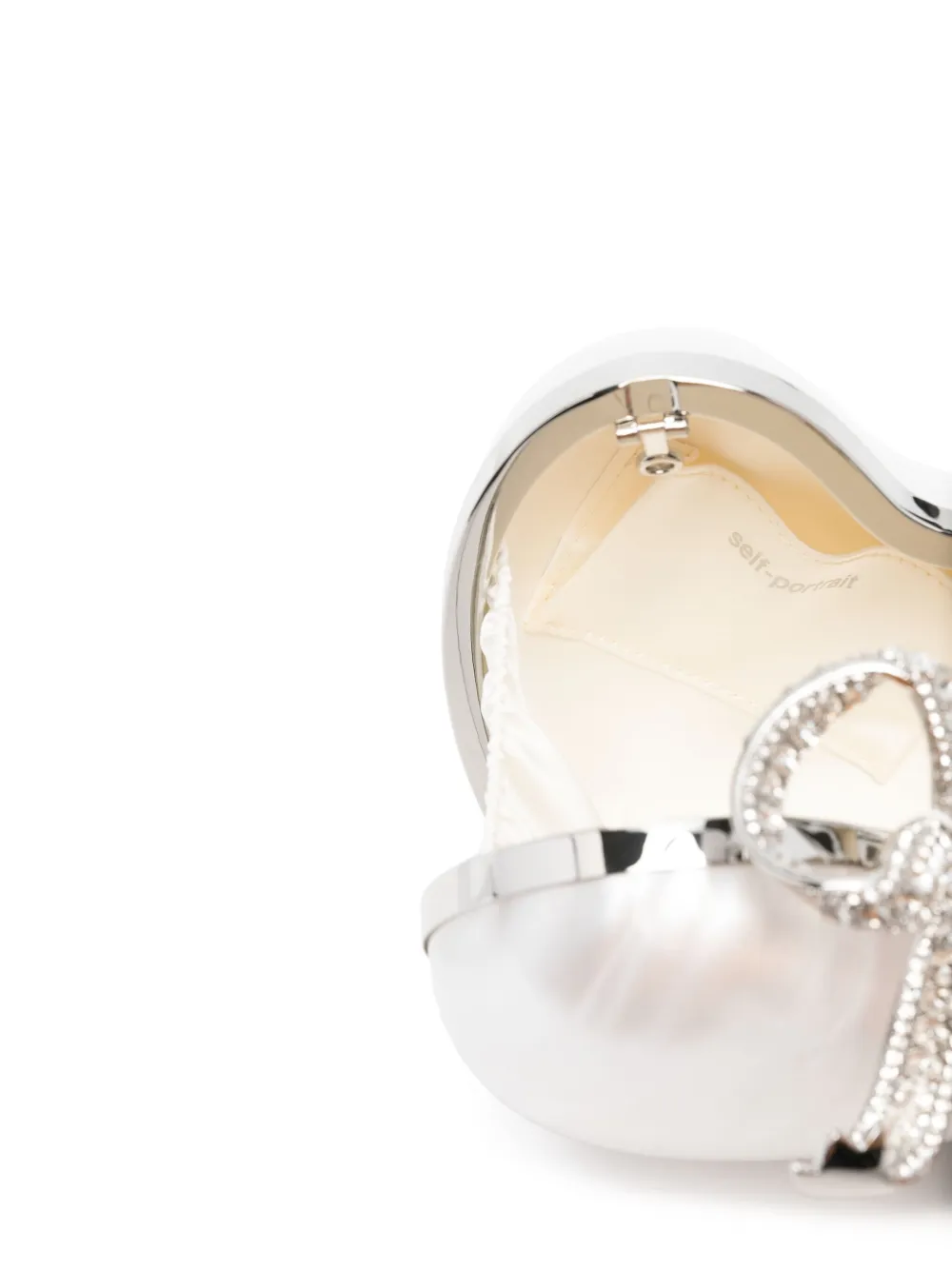 Self-Portrait Pearl Heart clutch Beige