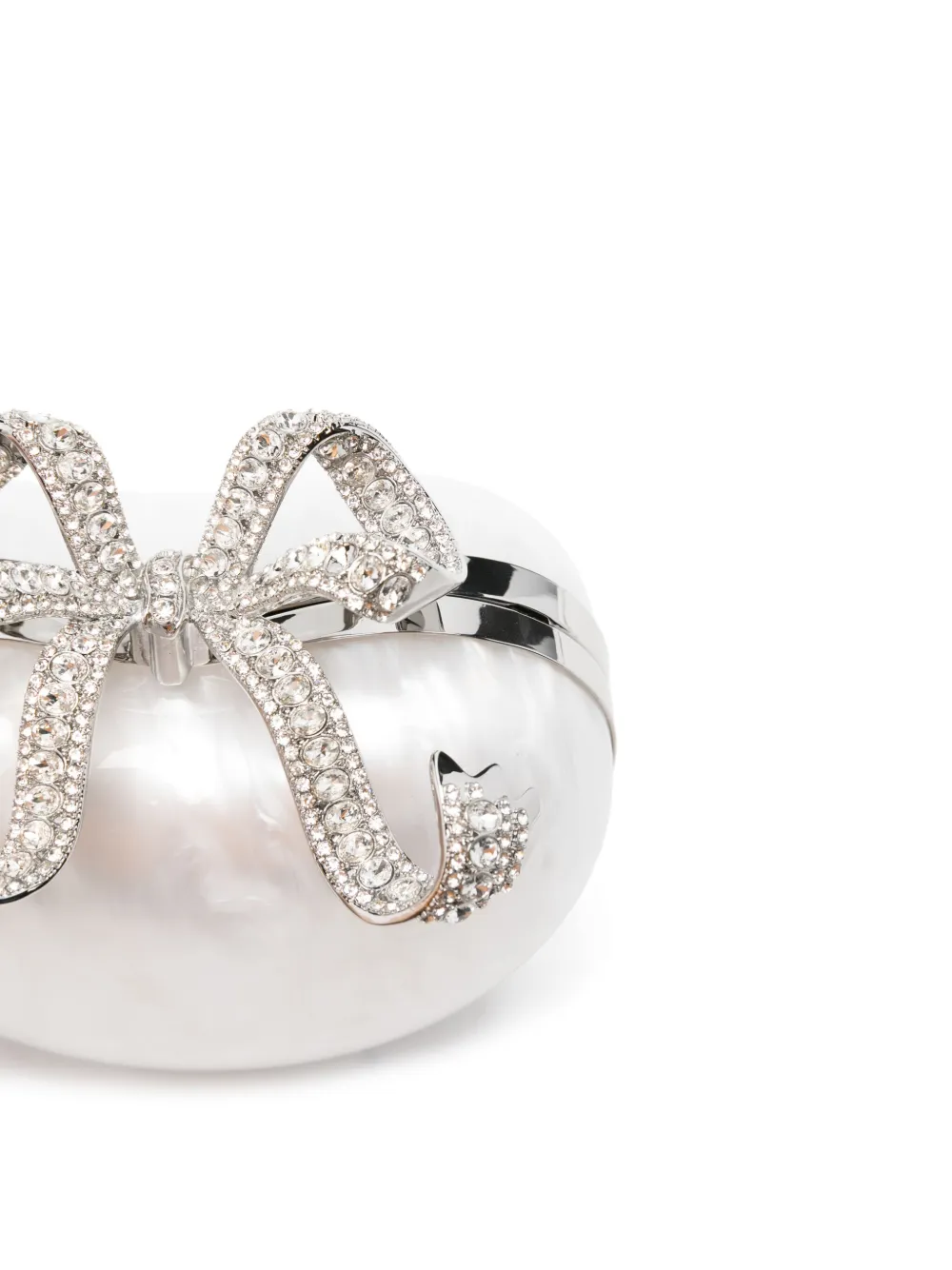 Self-Portrait Pearl Heart clutch Beige