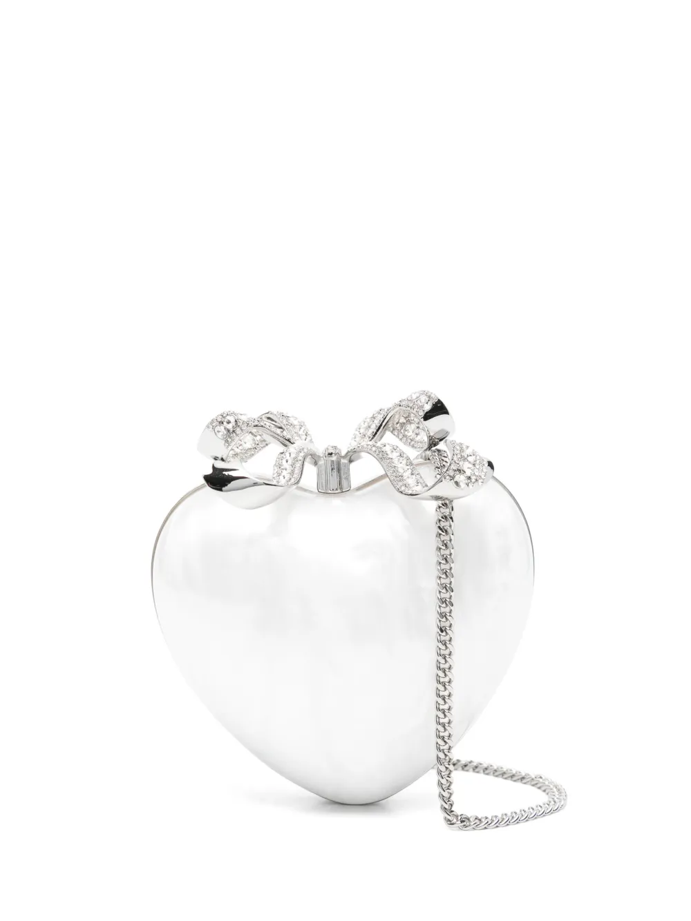 Self-Portrait Pearl Heart clutch Beige