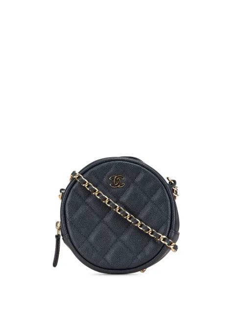 CHANEL Pre-Owned bolsa crossbody CC Quilted Caviar Round Clutch With Chain 2018-2019