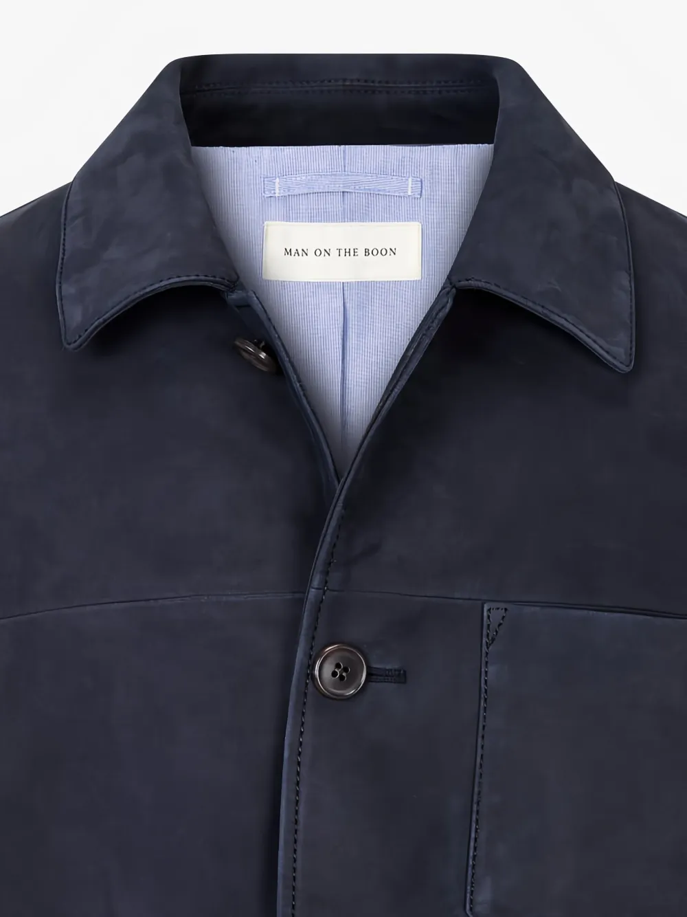 Man On The Boon. Suède jack Blauw