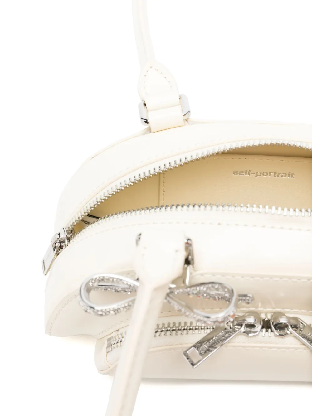 Shop Self-portrait Mini Curved Shoulder Bag In Neutrals