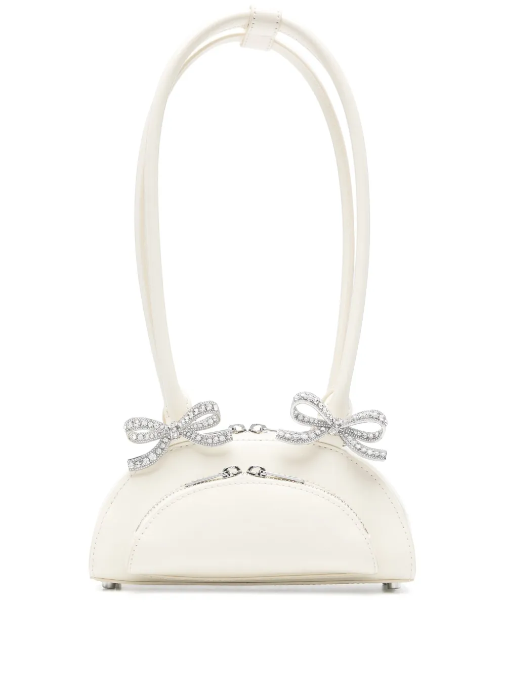 Shop Self-portrait Mini Curved Shoulder Bag In Neutrals