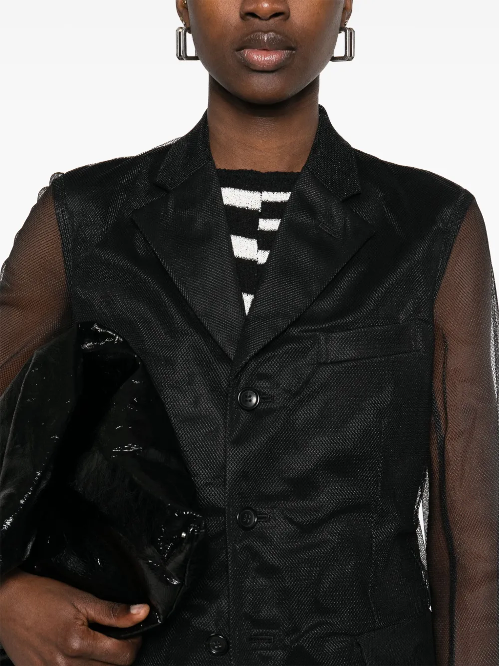 Shop Comme Des Garçons Mesh-overlay Coat In Black