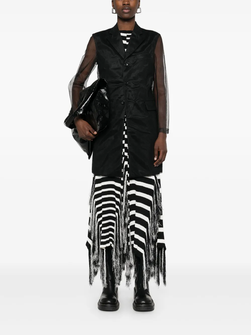 Comme Des Garçons mesh-overlay coat | Single Breasted Coats | Image 2