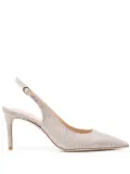 Stuart Weitzman 80mm lurex-detail slingback pumps - Silver