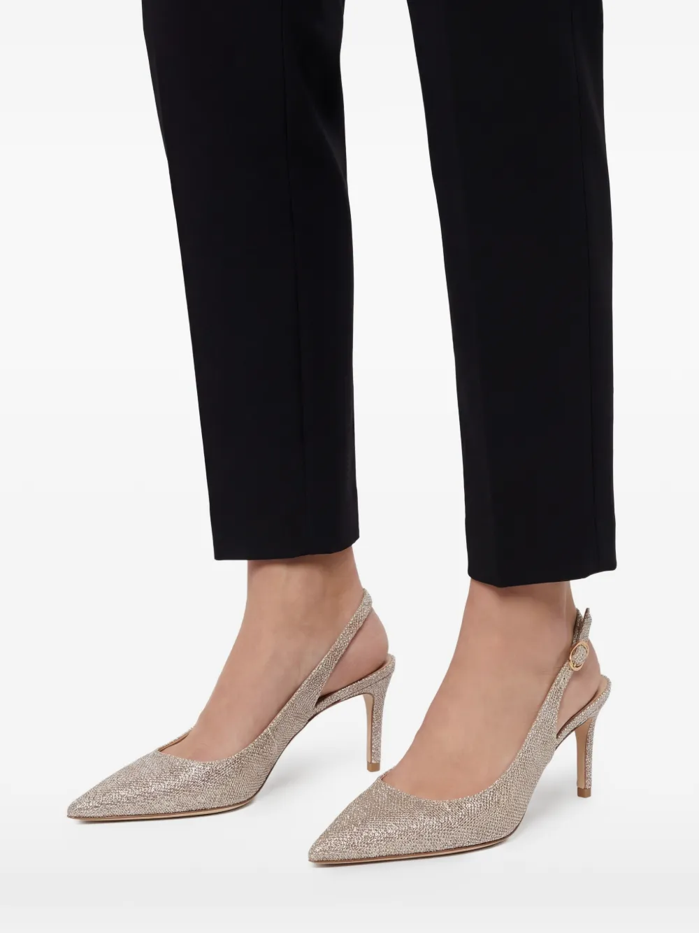 Stuart Weitzman 80 mm slingback pumps met lurex detail Zilver