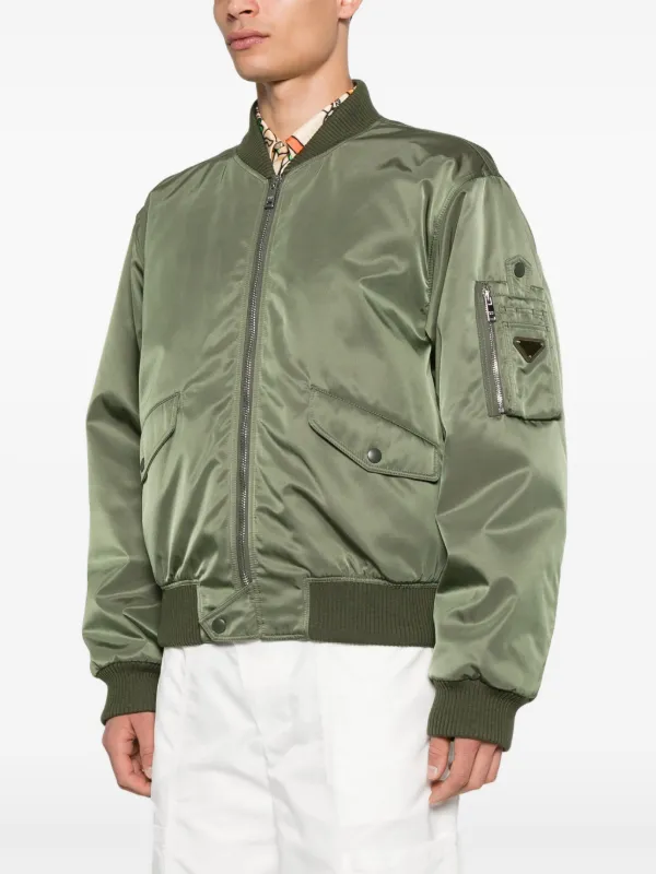 Prada triangle-logo Bomber Jacket | Green | FARFETCH UK