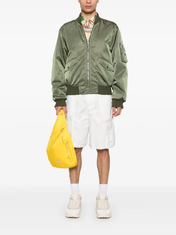 Prada triangle-logo Bomber Jacket | Green | FARFETCH UK