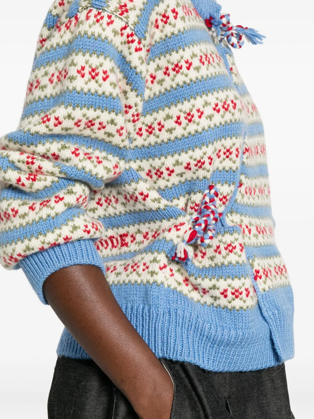 Bode Patterned Asymmetric Cardigan In Brown