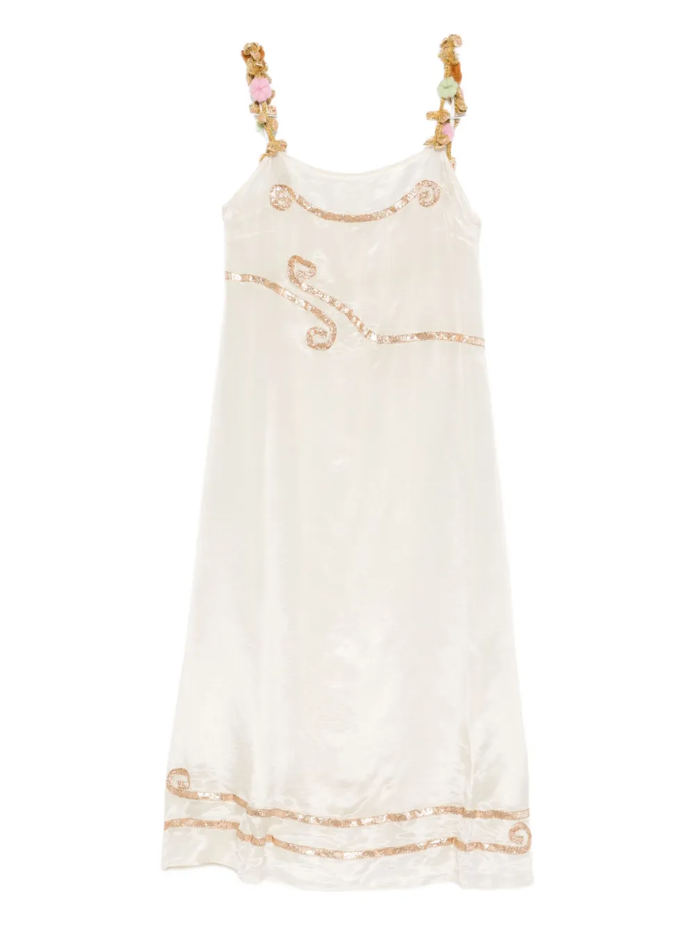 Bode Lido Strappy Embellished Dress In White