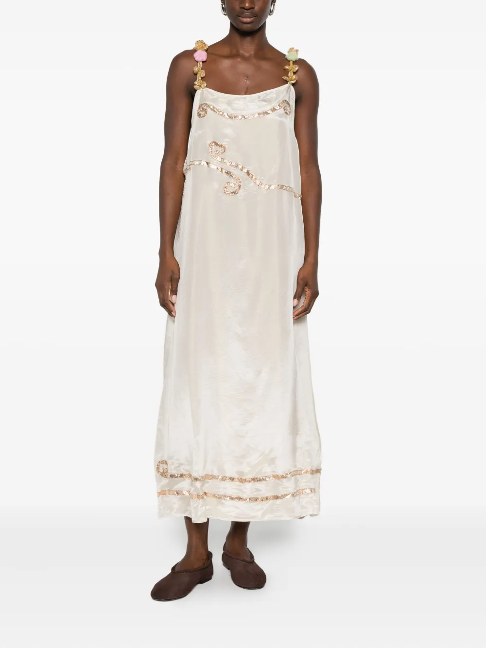 BODE Lido strappy embellished dress - Beige
