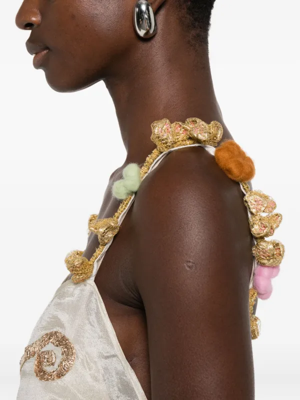 BODE Lido Strappy Embellished Dress | Neutrals | FARFETCH ID