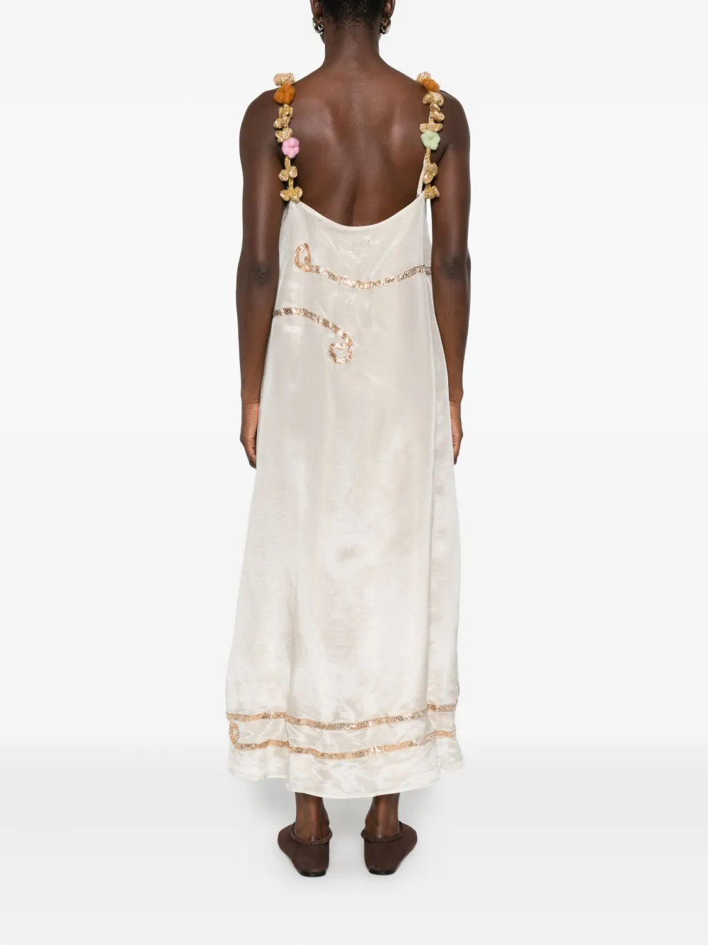 Bode Lido Strappy Embellished Dress In White