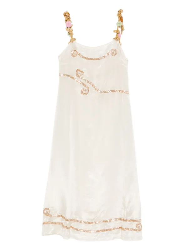 BODE Lido Strappy Embellished Dress | Neutrals | FARFETCH