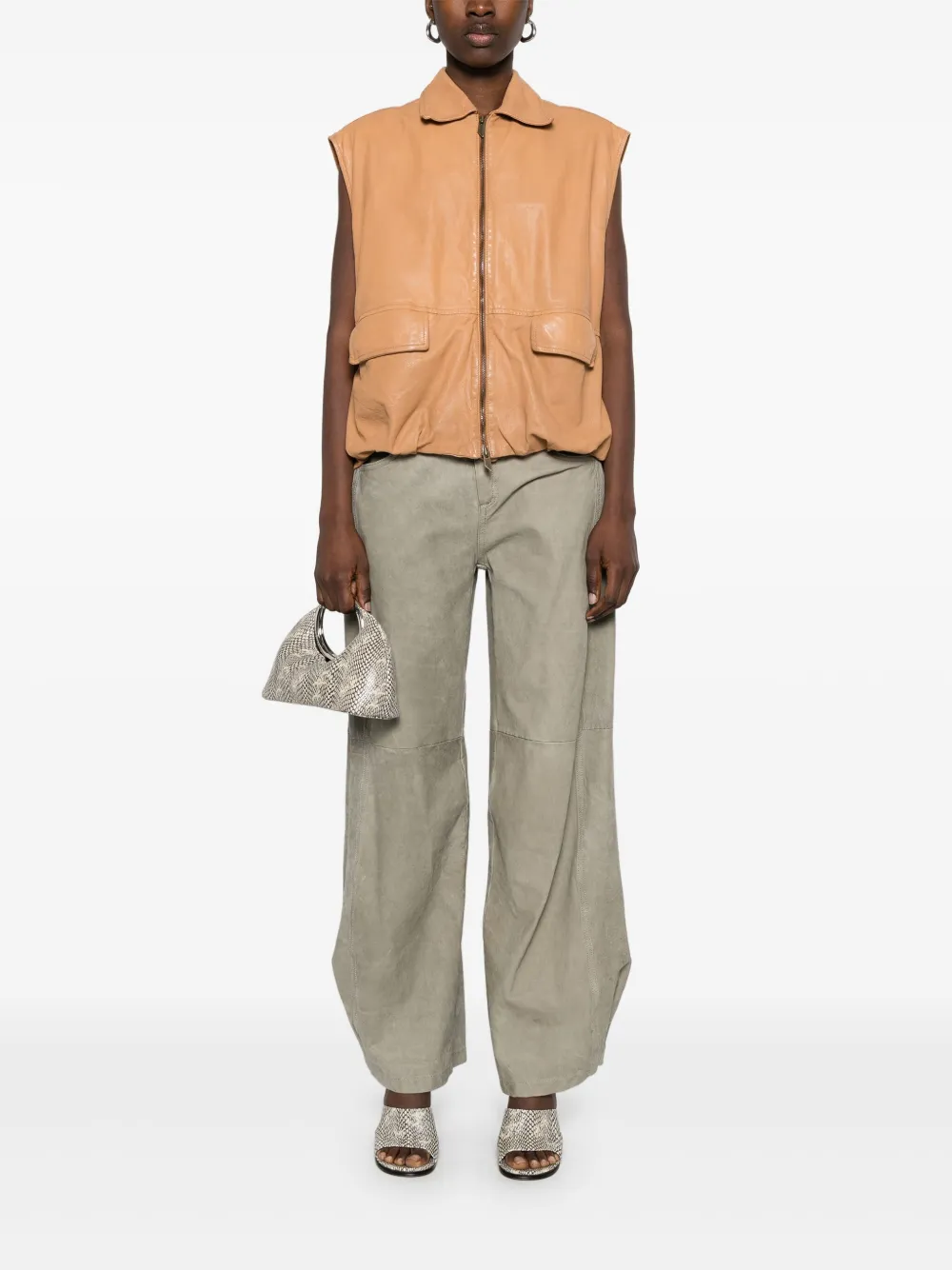 Salvatore Santoro Leren broek - Groen
