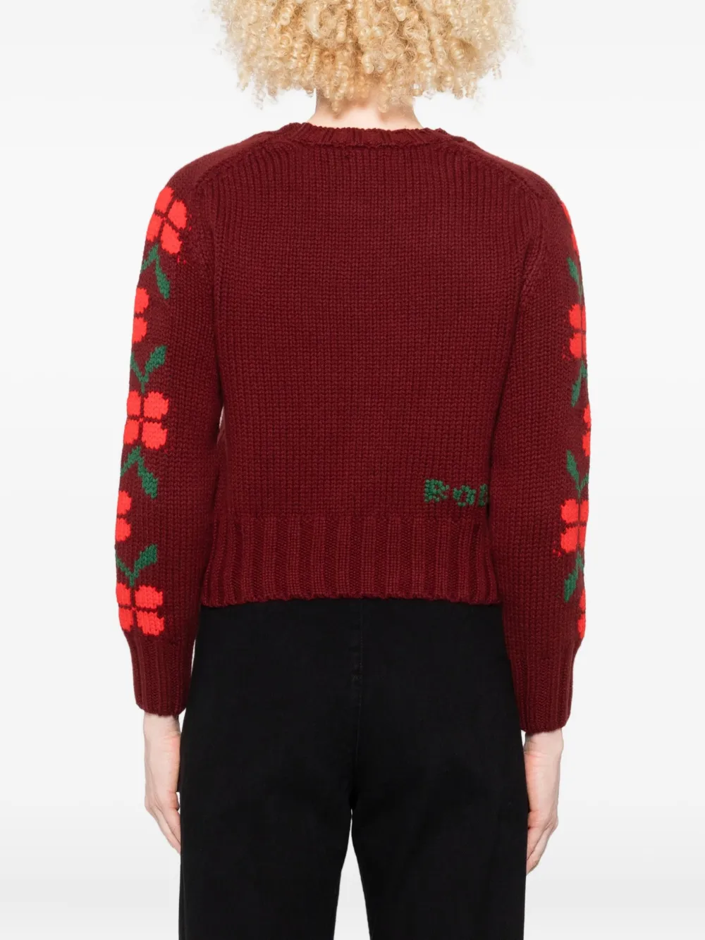Bode Skunk-jacquard Crew-neck Jumper In Burgundy
