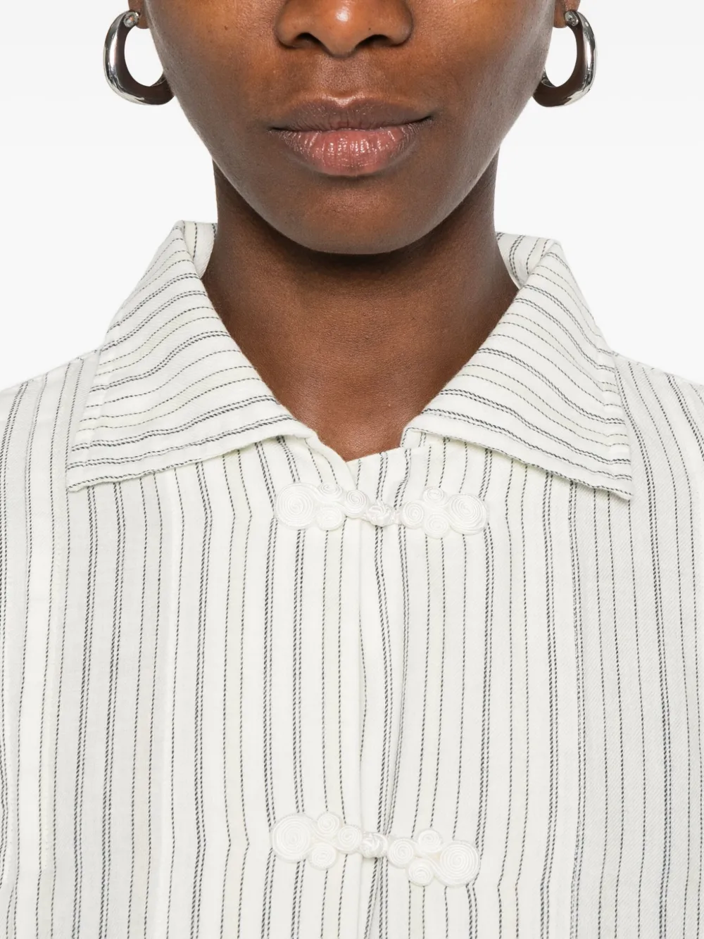 BODE Gestreepte blouse met sluiting Wit