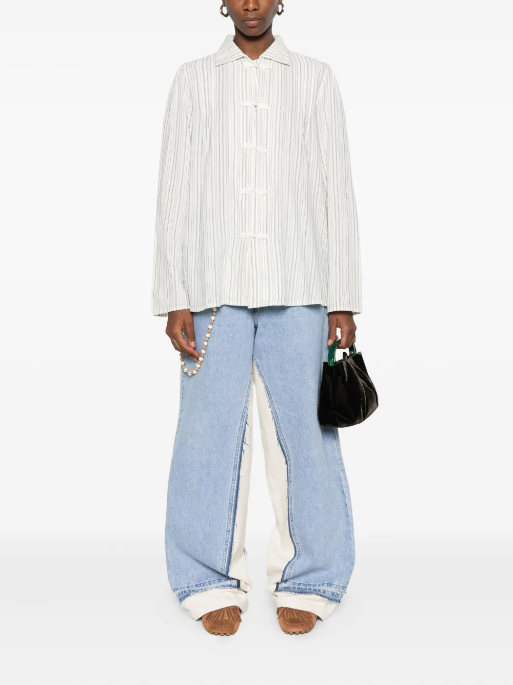 BODE Gestreepte blouse met sluiting - Wit
