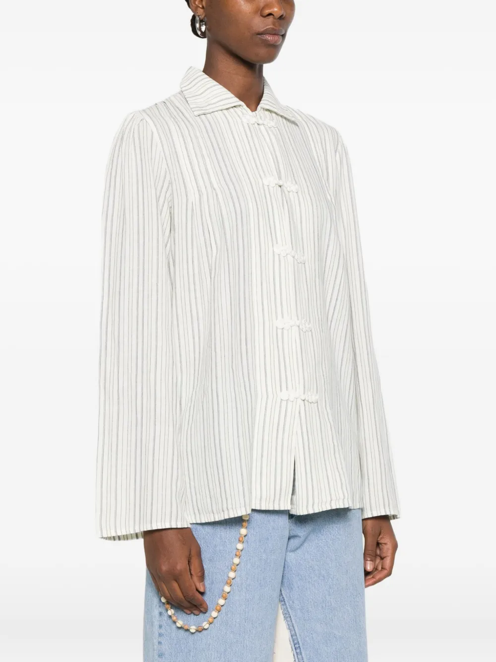 BODE Gestreepte blouse met sluiting Wit