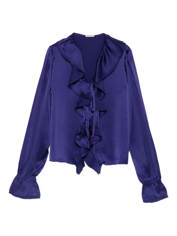Bode Dream Souvenir Flounce Blouse in Purple
