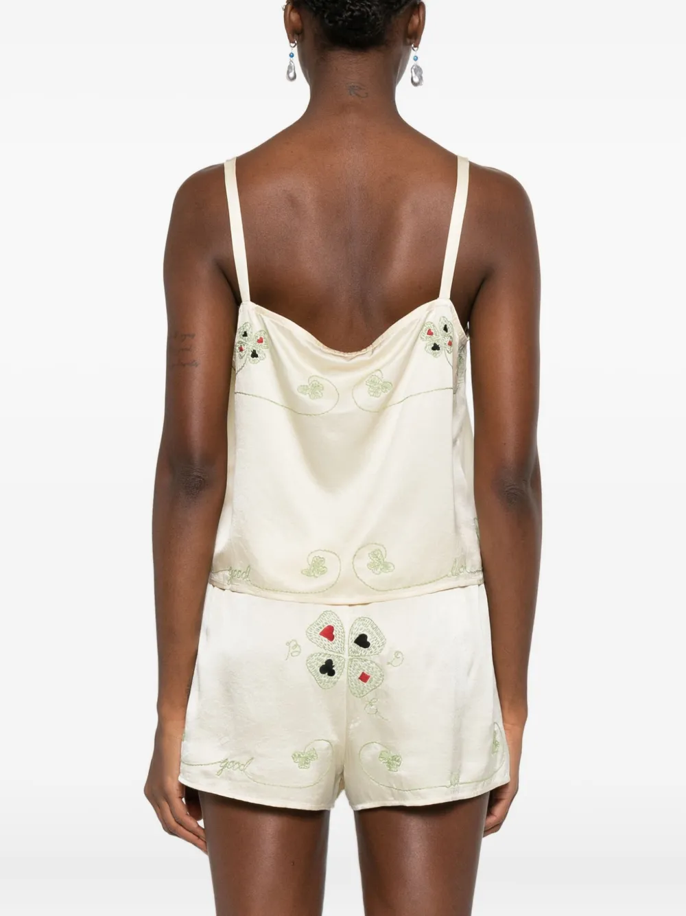Bode Floral-embroidered Tank Top In Neutral