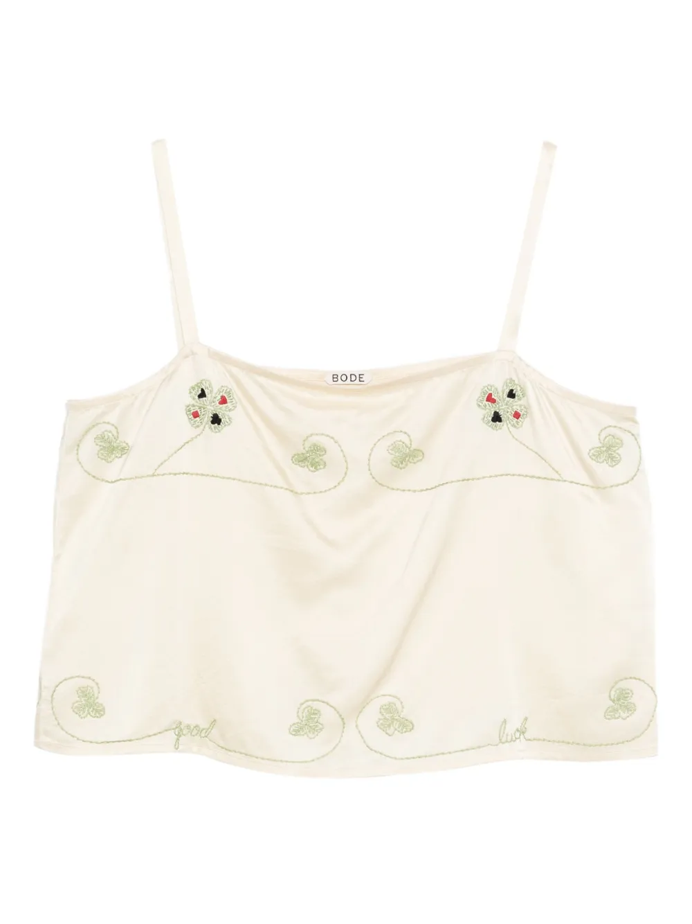 Bode Floral-embroidered Tank Top In Neutral