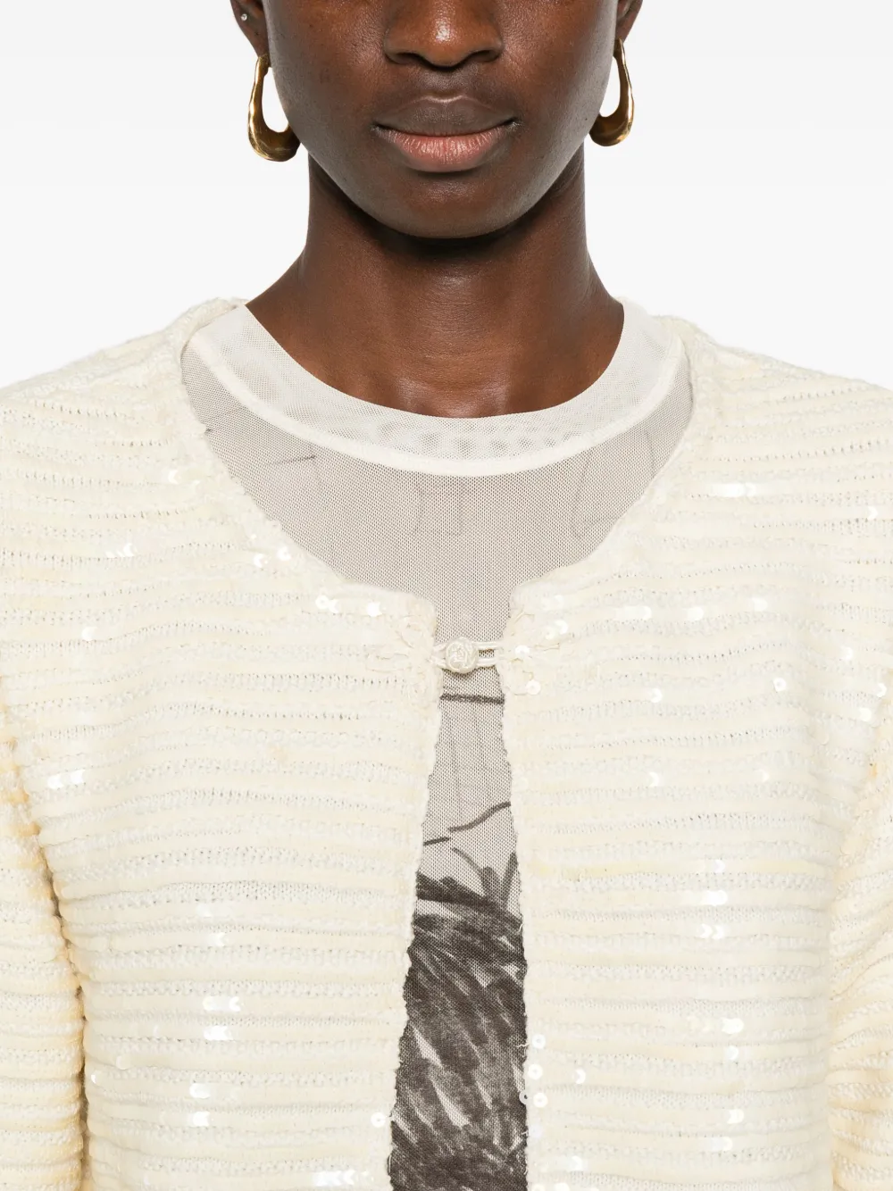 Bode Sequin-embellished Cardigan In Neutral