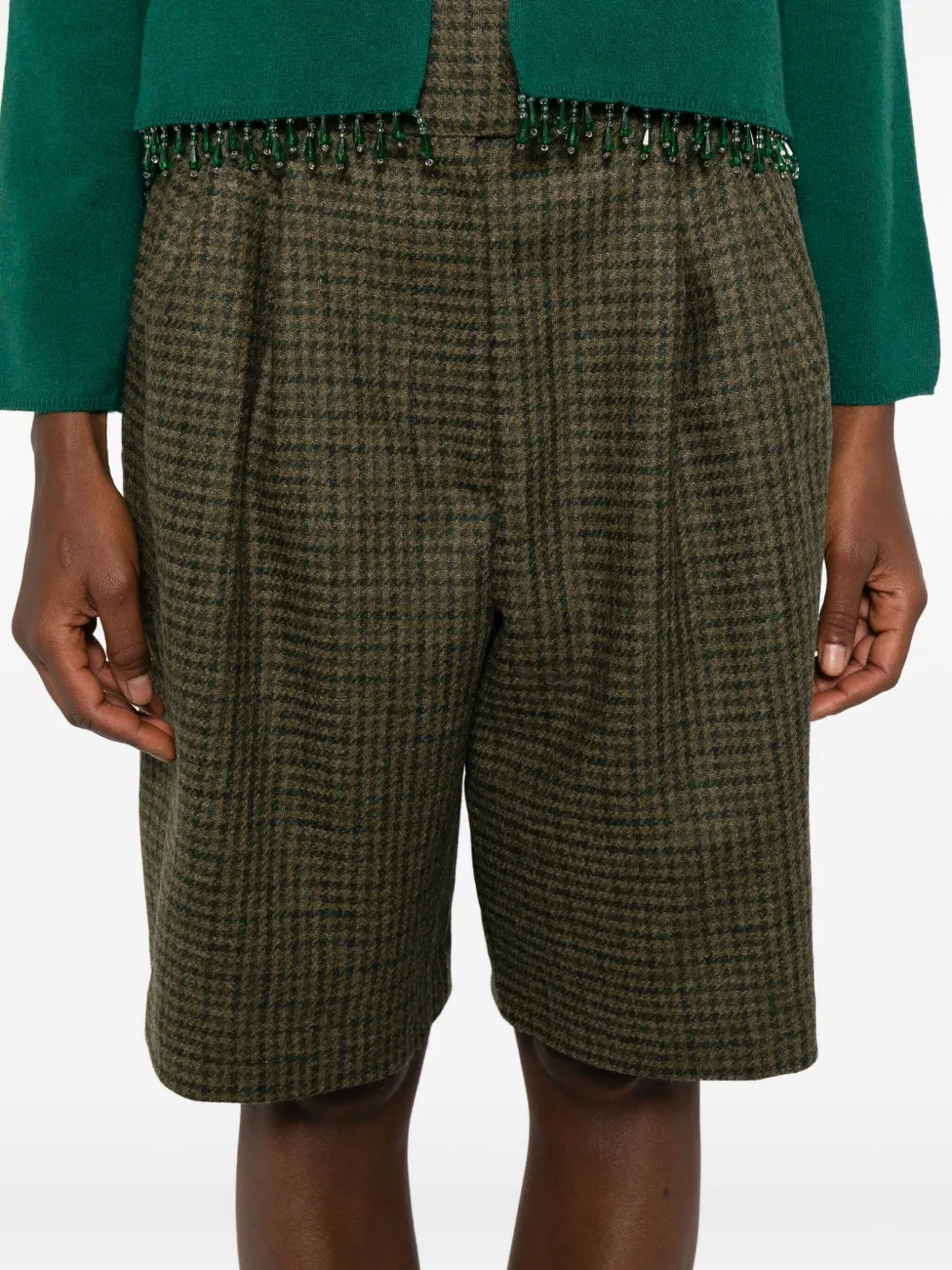 Bode Morris Houndstooth Shorts In Brown