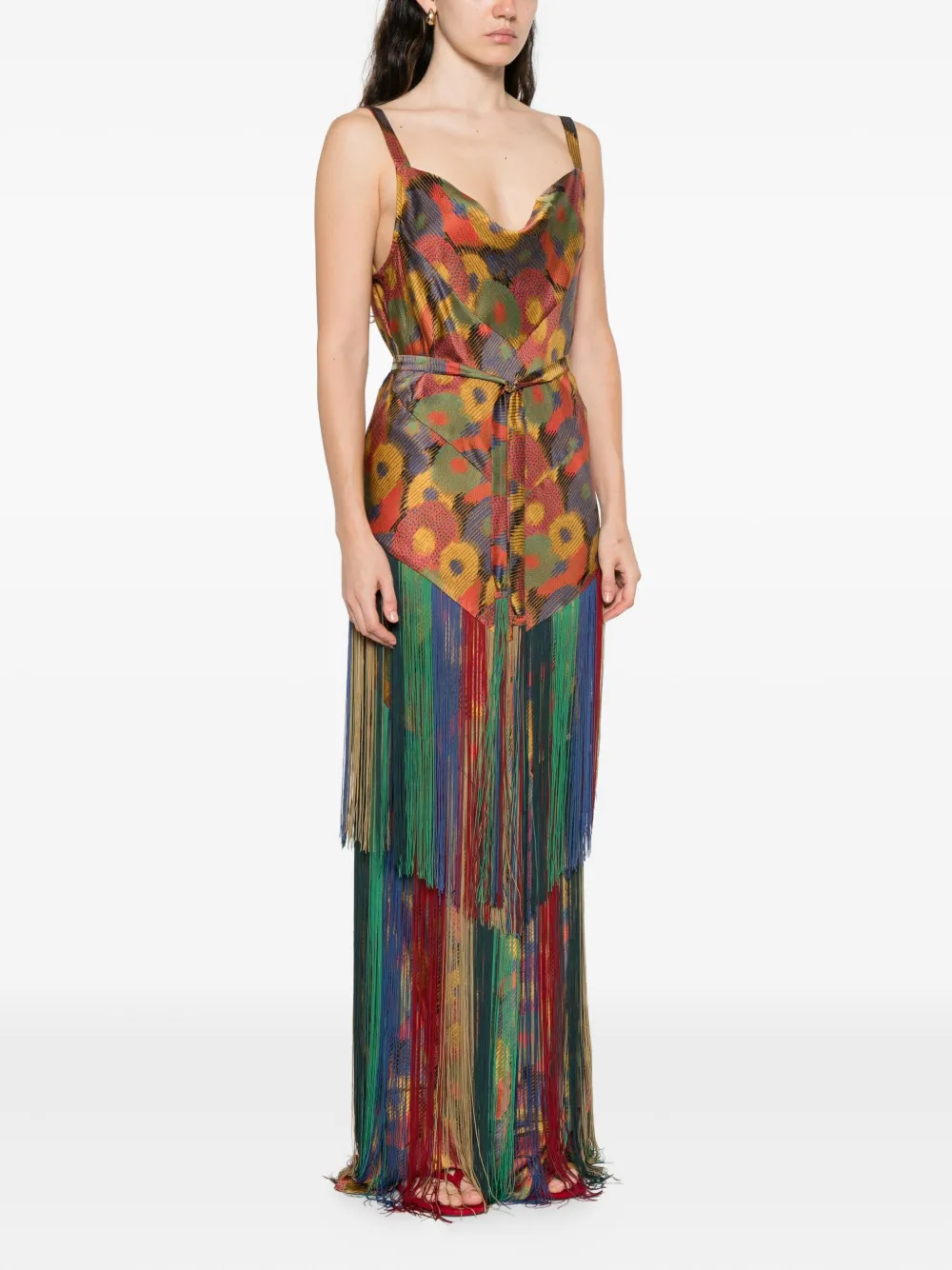 Bode Floral-print Fringe Dress In Multi