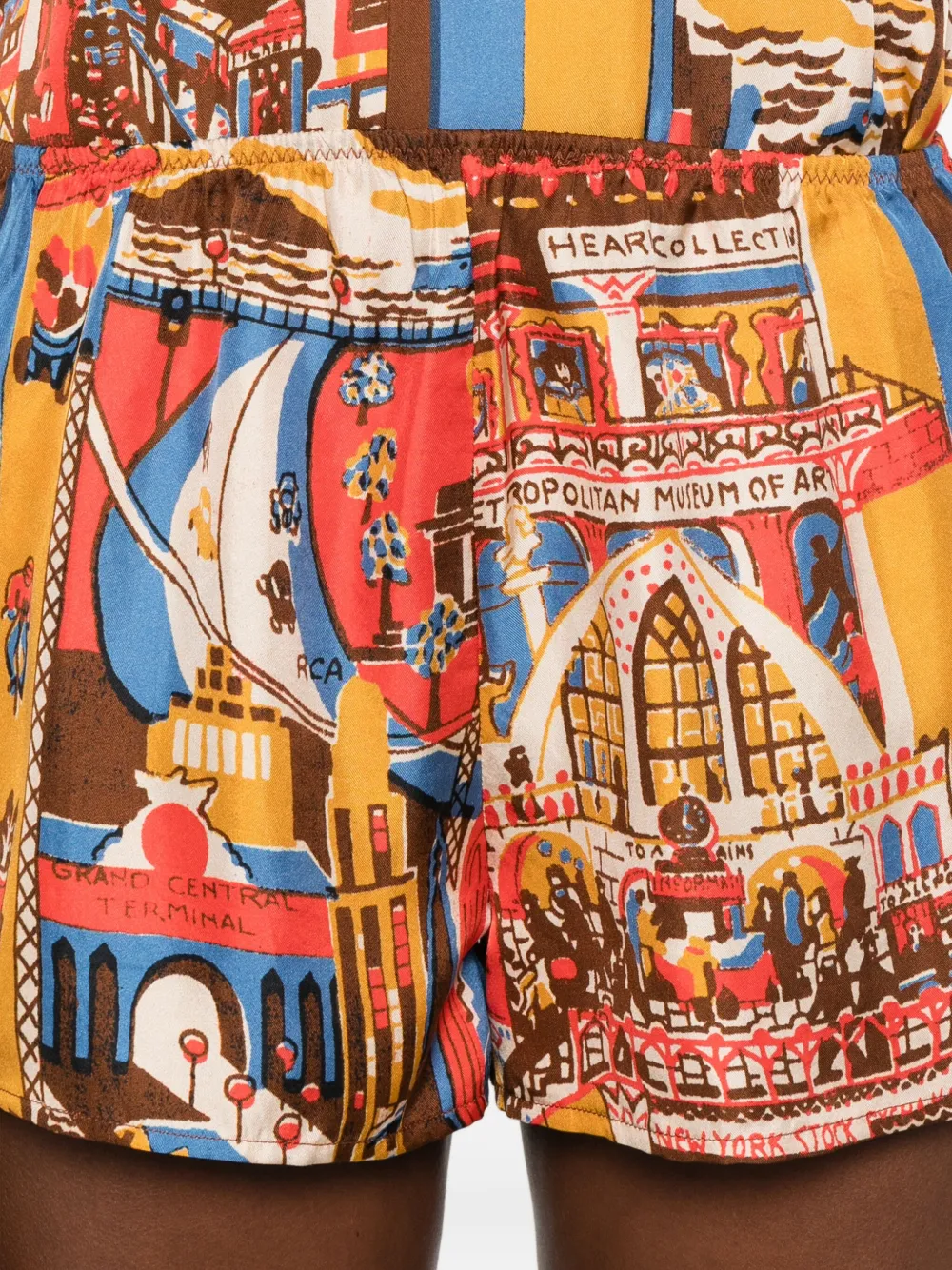 BODE Shorts met Manhattan Island print Oranje