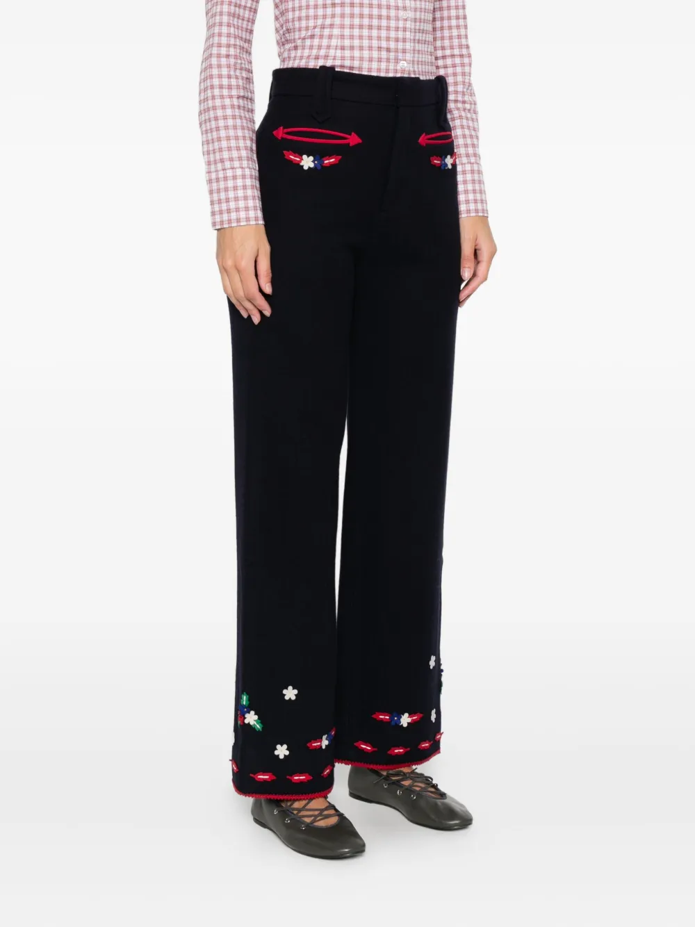 Bode Carroll Flowers Trousers In Black