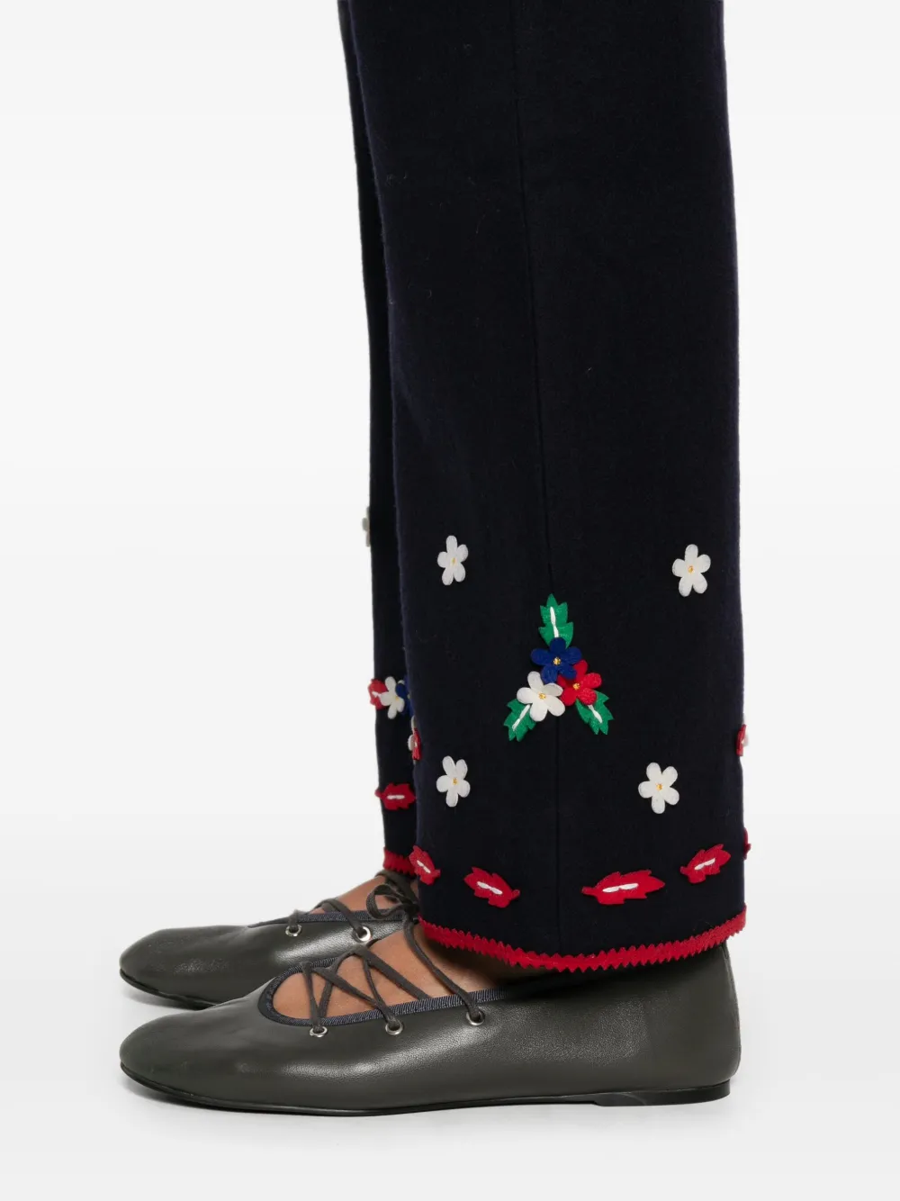Bode Carroll Flowers Trousers In Black