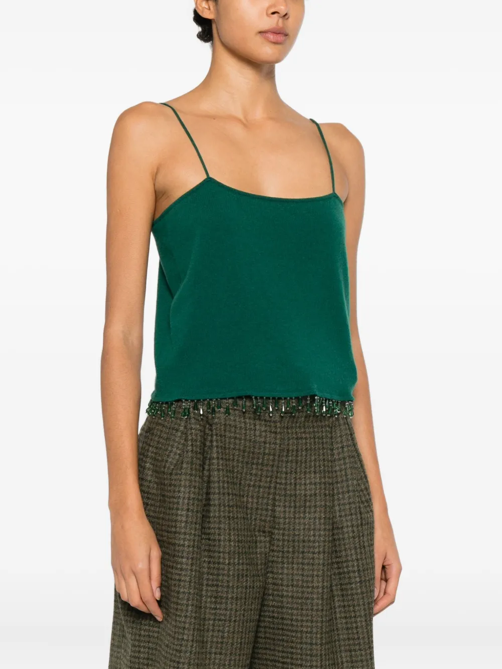 Bode Fringed Bead-embellished Wool And Cashmere-blend Top In Animal Print