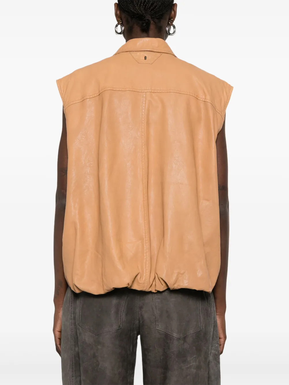Salvatore Santoro Leren gilet Bruin