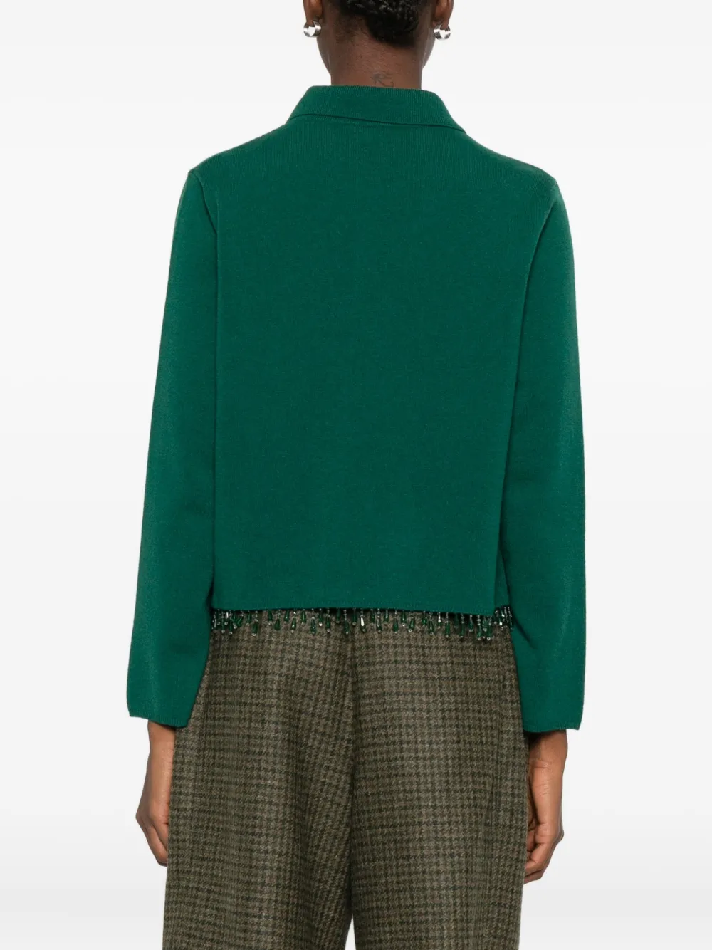 Bode Lodge Tie Droplet-beads Cardigan In Green