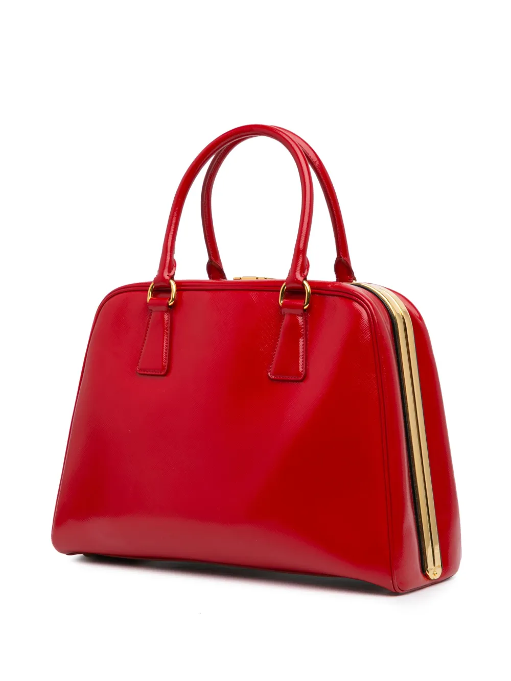 Prada Pre-Owned 2000-2024 Saffiano Vernice Pyramid Frame handtas - Rood