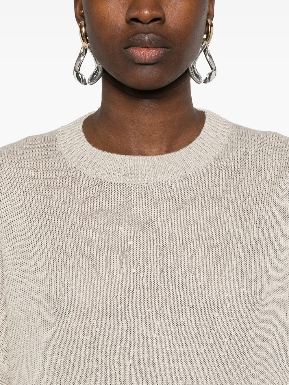 Shop Brunello Cucinelli Sequin-embellished Top In Neutrals
