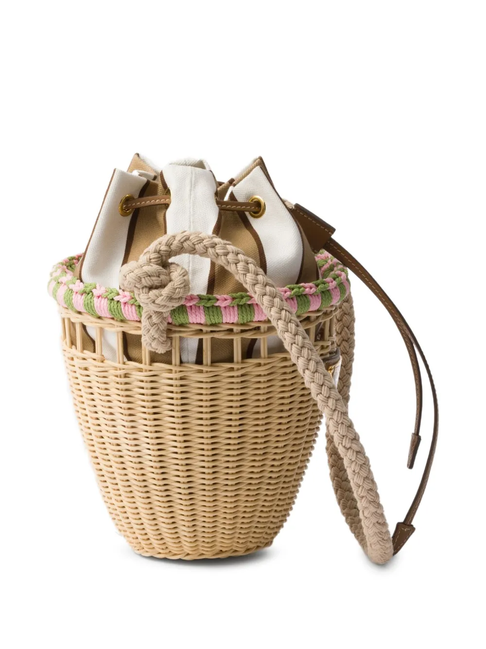 Prada Mini Wicker bucket-tas Beige